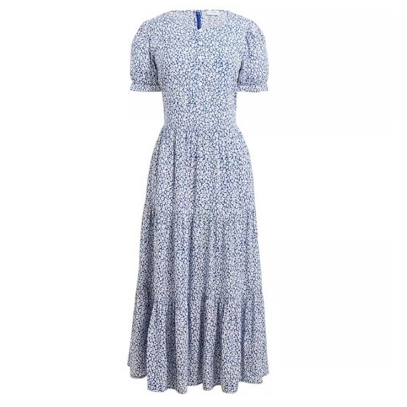 J Crew Ditzy Blue Floral Tiered Maxi Dress - Picture 1 of 6